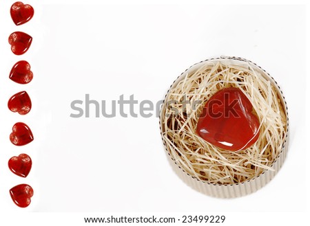 red heart gift in paper box isolated over white