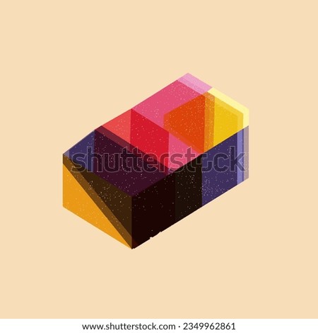 Geometrical shape object, Colorful design with risograph print effect. Vector of riso effect for print or your design asset. Perfect for your design,texture shape or printed. SHOTLISTretro