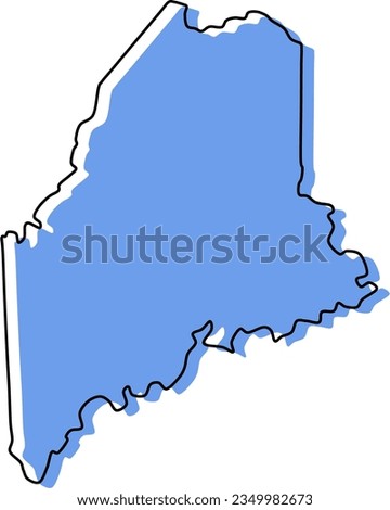maine stylized vector map layered maine outline Royalty-Free Stock Photo #2349982673
