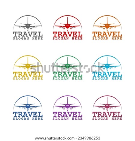 Travel logo template icon isolated on white background. Set icons colorful