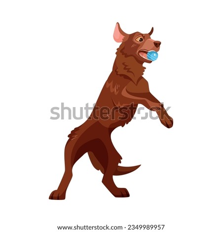 Labrador Retriever Dog Breed with Brown Coat Catching Ball Vector Illustration