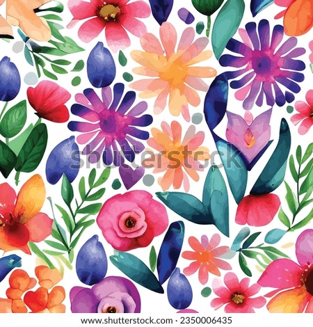 watercolor multicolor wild flower clip art single design