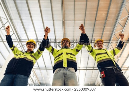 Warehouse worker working in warehouse storage. Foreman or worker work at factory site check up products in site. Inventory worker working in  factory Storehouse Royalty-Free Stock Photo #2350009507