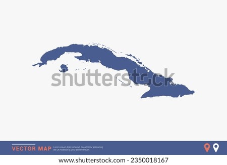 Cuba Map - blue abstract style isolated on white background for infographic, design vector. Royalty-Free Stock Photo #2350018167