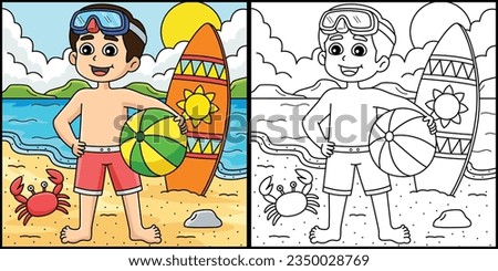 Boy in Swimsuit Outfit Summer Illustration