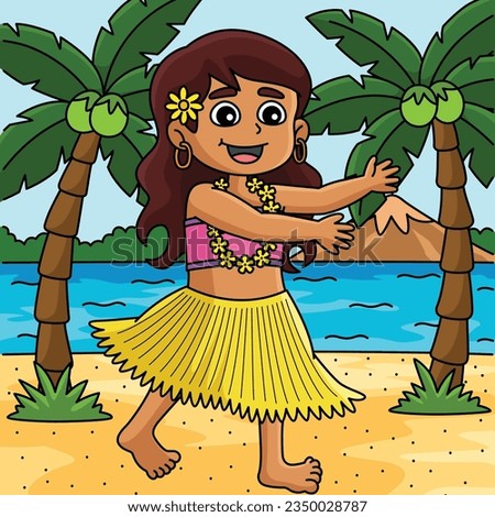 Girl doing the Hawaiian Dance Summer Colored 