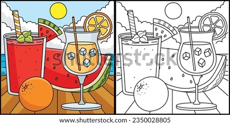 Fruit Shake and Cocktail Summer Illustration