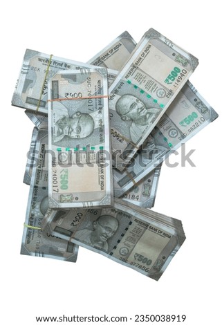500 rupees Indian currency Bundle White Background Royalty-Free Stock Photo #2350038919