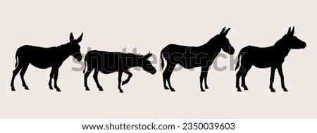 Hand Drawn Donkey Silhouette Isolated On White Background. Vector Illustration In Flat Style. Royalty-Free Stock Photo #2350039603