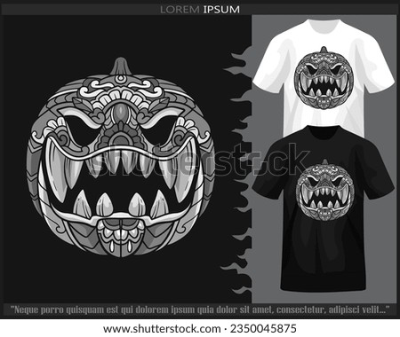 Monochrome Pumpkin mandala arts isolated on black and white t shirt.