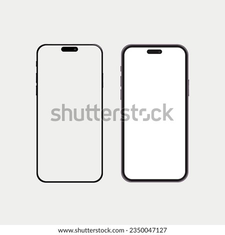 Realistic front view smartphone mockup mobile iphone purple frame with blank white display vector
