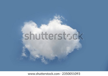Single cloud isolated over blue sky background. White cloud photo, cute fluffy puffy cloud and gradient summer sky Royalty-Free Stock Photo #2350051093
