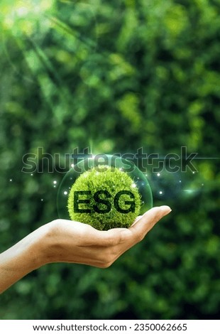 ESG concept of environmental, social and corporate governance impact investing. Ethical and sustainable investing business sustainable organizational development. Enhance ESG alignment.Vertical