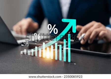 Interest rate and dividend concept, Investors are calculating profits and costs, return on stocks and mutual funds, long term investment for retirement, Long term business plan. Royalty-Free Stock Photo #2350085923