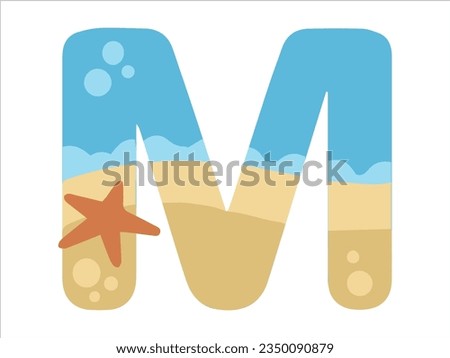 Beach Bubble Alphabet M Illustration