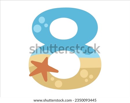 Beach Bubble Alphabet Number 8 Illustration