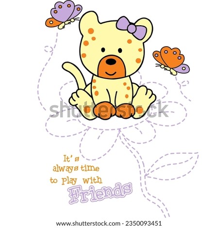 a cute little kitten sitting on top of a flower and butterfly flying around