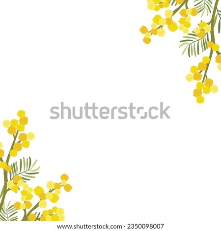 Mimosa yellow floral corner frame vector illustration. Vintage romantic floral arrangement for wedding invitation, birthday, women's day, happy easter card design.