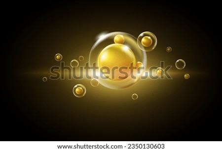 Gold molecule dna cell on a glowing background. Vector illustration 3d file. Royalty-Free Stock Photo #2350130603