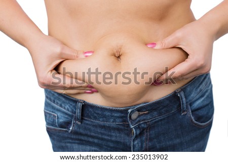Woman with fat belly