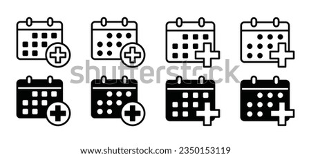 Treatment schedule calendar icons set in line and flat style. Treatment or medication time. Medical care icon vector illustration