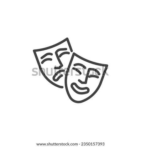 Comedy and tragedy theater line icon. linear style sign for mobile concept and web design. Theatre mask outline vector icon. Symbol, logo illustration. Vector graphics Royalty-Free Stock Photo #2350157393