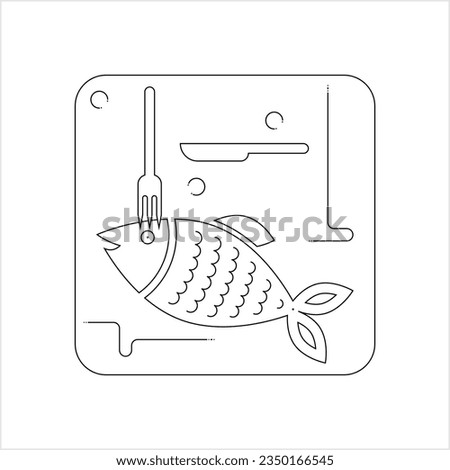 Fish Sea Food Icon Monoline Style, Single Stroke Width, Fish Food Icon Vector Art Illustration