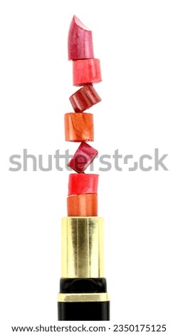 Lipgloss samples stack isolated on white transparent background Royalty-Free Stock Photo #2350175125