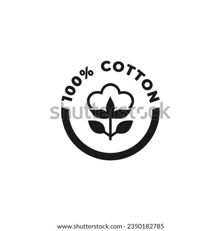 100% Cotton Icon or 100% Cotton Label Vector Isolated in Flat Style. 100% Cotton icon for product packaging design element. Best 100% Cotton label for packaging design element.
