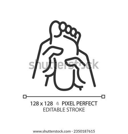 2D pixel perfect editable black foot massage icon, isolated vector, thin line illustration.