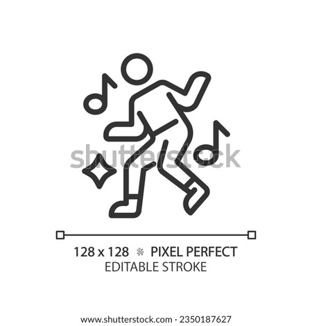 2D pixel perfect editable black dance icon, isolated vector, thin line illustration.