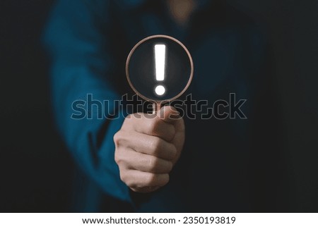 exclamation mark. business development ideas Error warning, notification, maintenance, and finding solutions with copy space Royalty-Free Stock Photo #2350193819
