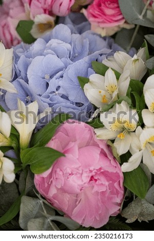 Multi colored flower bouquet close up detail