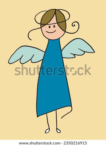 Angel illustration image. 
Hand drawn image artwork of an angel. 
Simple cute original logo.
Hand drawn vector illustration for posters, cards, t-shirts.