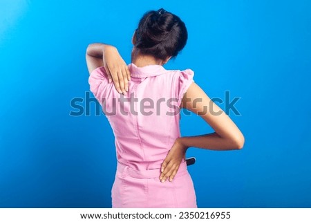 One Indian girl suffering from neck injury pain, healthcare and medical concept