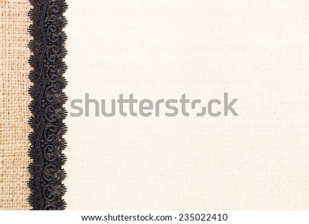 Fabric textile texture with black lace for background