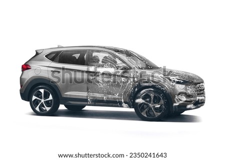 wash the car, suds, mud isolated background