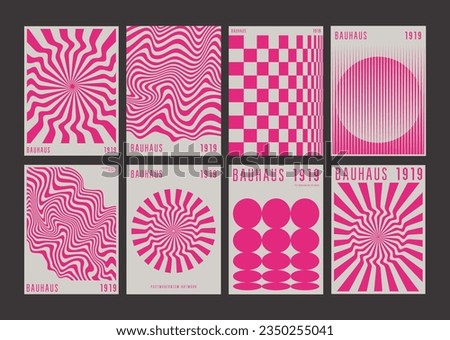 Bauhaus Abstract Wavy Backgrounds. Cool Geometric Posters Vector Design. Optical Illusion Shape Textures.   Royalty-Free Stock Photo #2350255041