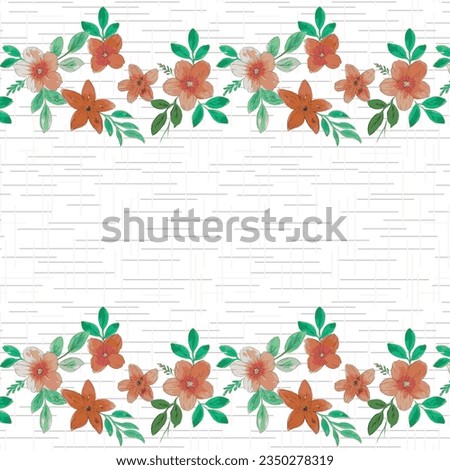 Vector illustrations with orange flowers on a colorful vertical horizontal background