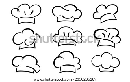 Chef Hat Line Art Drawing Icon Logo Design Elements Collection. Vector illustration set isolated on white Royalty-Free Stock Photo #2350286289