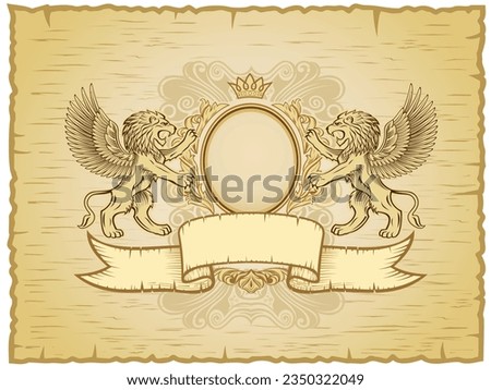 Winged Lion Emblem card holder           Royalty-Free Stock Photo #2350322049
