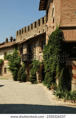 Italy, Emilia Romagna: Foreshortening of Medieval Village called Grazzano Visconti near Piacenza.