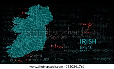 Technology vector map of Irish, connection futuristic modern website background or cover page .