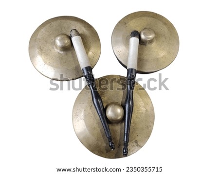 Balinese musical instrument, called gamelan reong. on white isolated