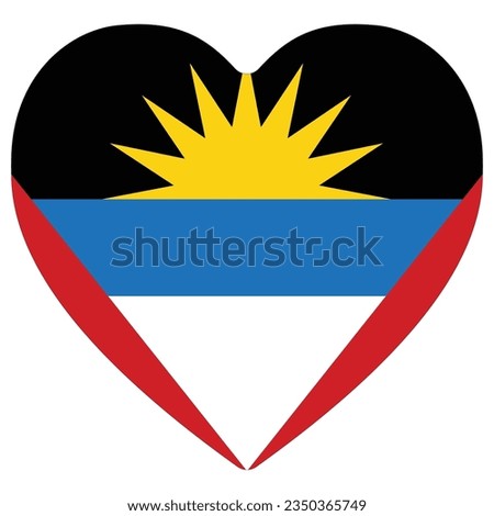 Antigua and Barbuda flag heart shape. Flag of Antigua and Barbuda in heart shape