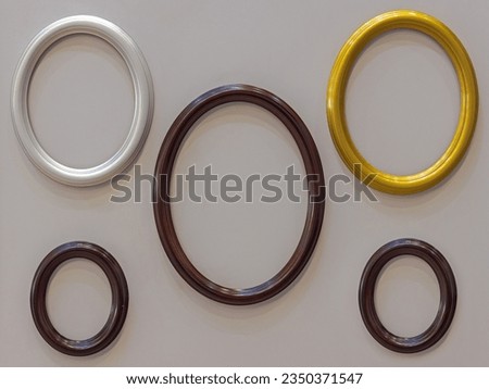 New Empty Oval Shaped Picture Frames Copy Space
