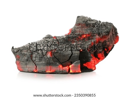 Piece of smoldering coal isolated on white Royalty-Free Stock Photo #2350390855