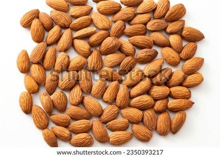 Almonds on a white background.