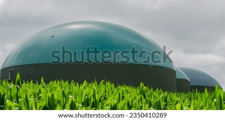 Fermenter of a biogas plant, in which the biomass is fermented into biogas Royalty-Free Stock Photo #2350410289