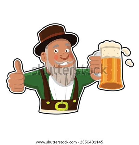 Oktoberfest character drinking beer isolated on a white background vector